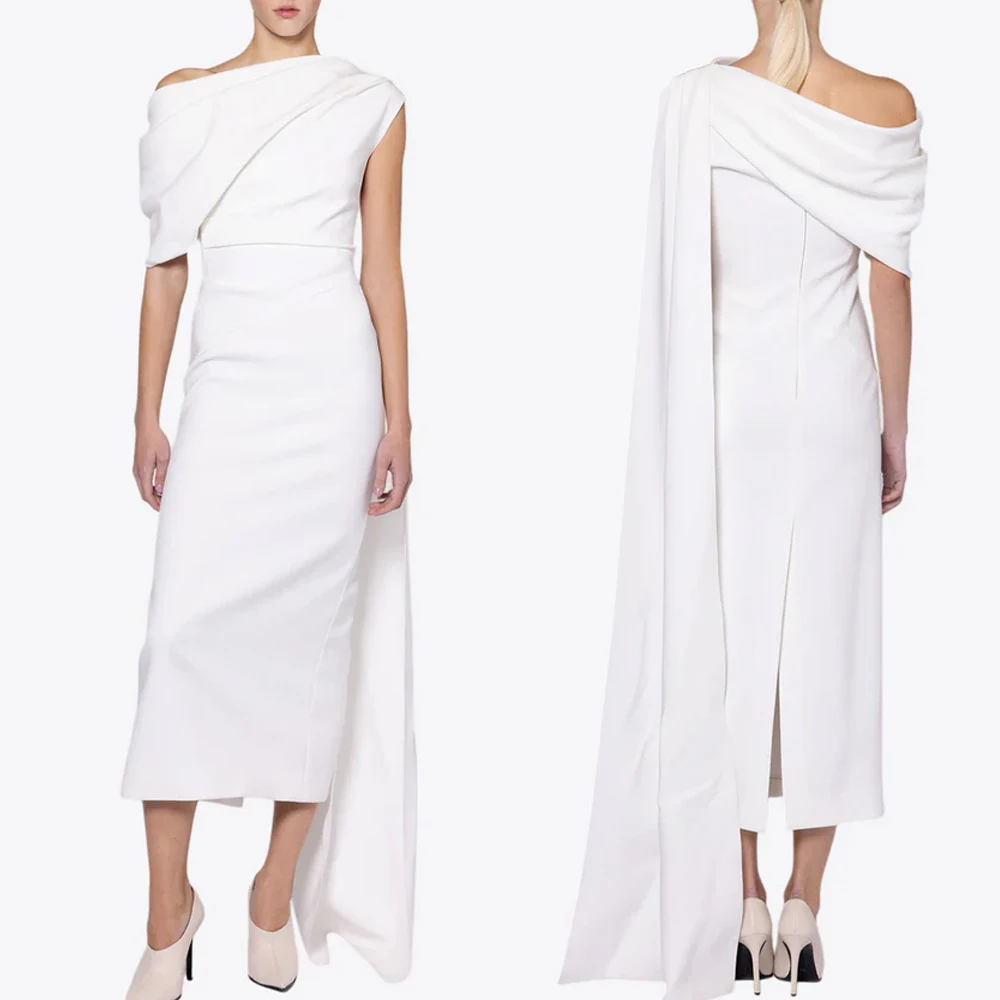 

Customized Elegant Shoulder-cape Midi Dress A-Line Evening Dresses Formal Exquisite High Quality Prom Party Gowns for Women