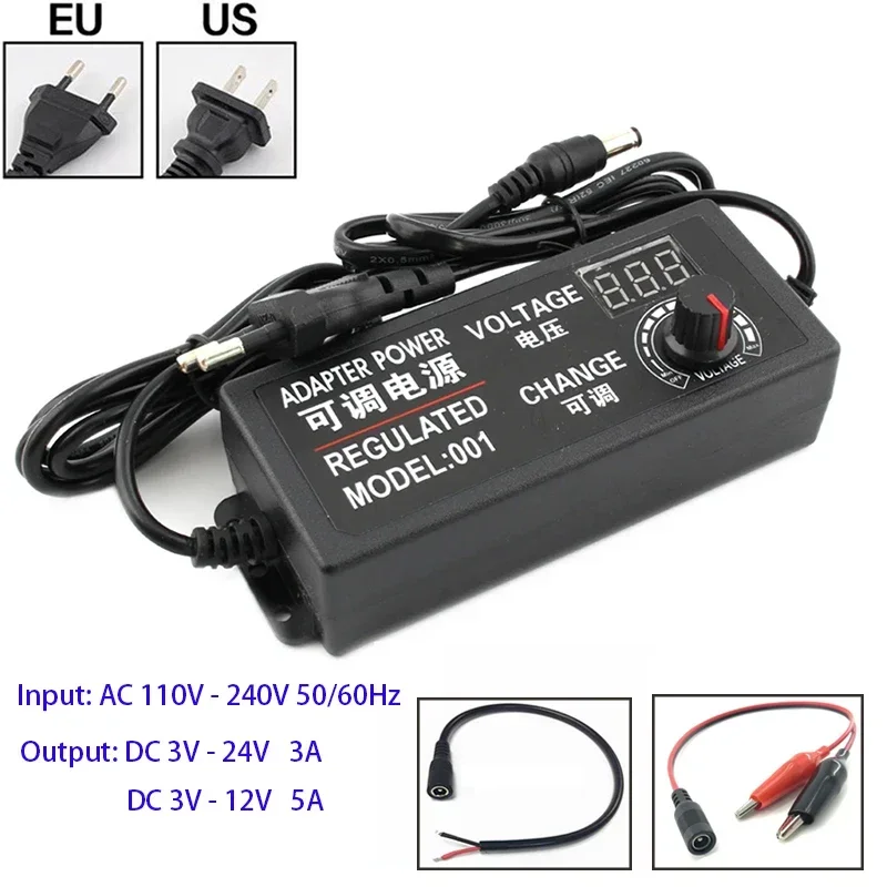 

AC To DC Adjustable Power Supply AC 110V 220V To DC 3V 5V 6V 9V 12V 15V 18V 24V 1A 2A 3A 5A Power Supply Adapter Home Appliance