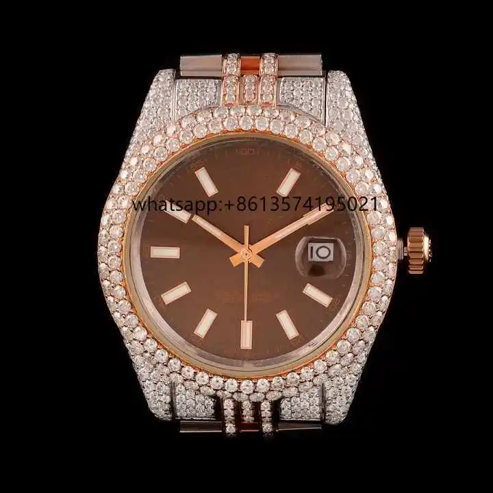 

Elevate Your Style Our Cutting Edge Stainless Steel Analog Sports Smart Watch Meticulously Studded Moissanite 41mm Glass Charm