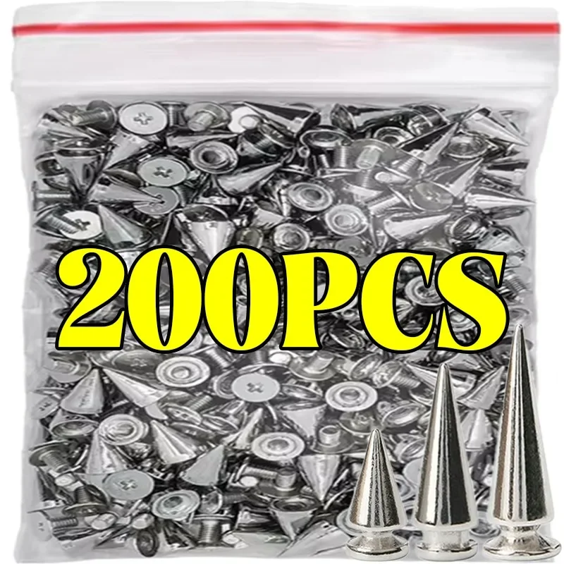 200/10PCS Round Cone Spike Punk Rivets Metal Screwback Studs DIY Handcraft Punk Garment Rivets Clothes Shoes Leather Decoration