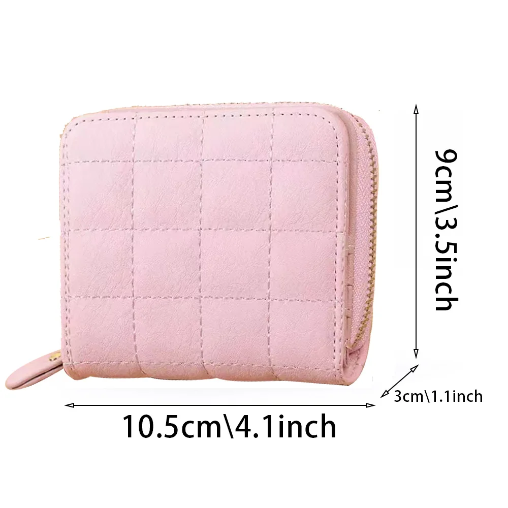 Girl Business Wallets Plaid Design Lattice Wallets Large Capacity Zipper Clutches Coin Purses Mobile Phone Bag with Metal Zipper