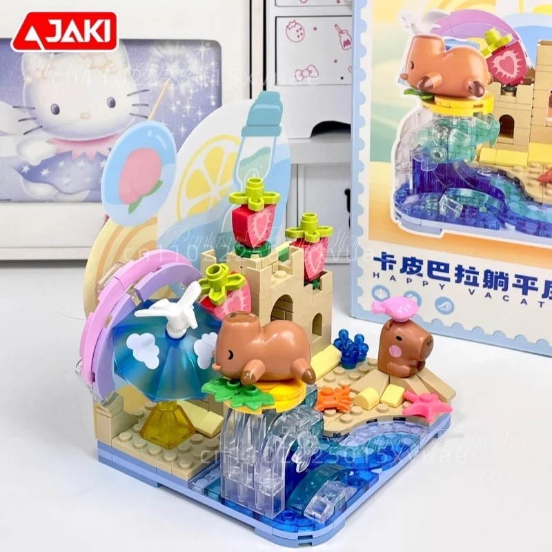 JAKI Capybara Building Blocks Camping Vacation Hot Springs Assembling Model Toy Desktop Decoration Birthday Gifts for Boys Girls
