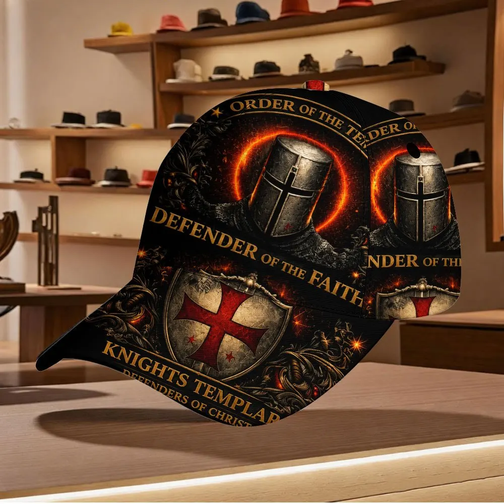 Customization An Adjustable Unisex Baseball Cap, Adorned With A Templar Faith Guardian Medieval Shield Emblem Retro Gothic