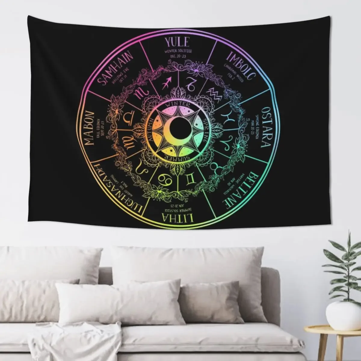 

Wiccan wheel of the Year Tapestry Wallpaper Nordic Home Decor Wallpaper Bedroom Tapestry