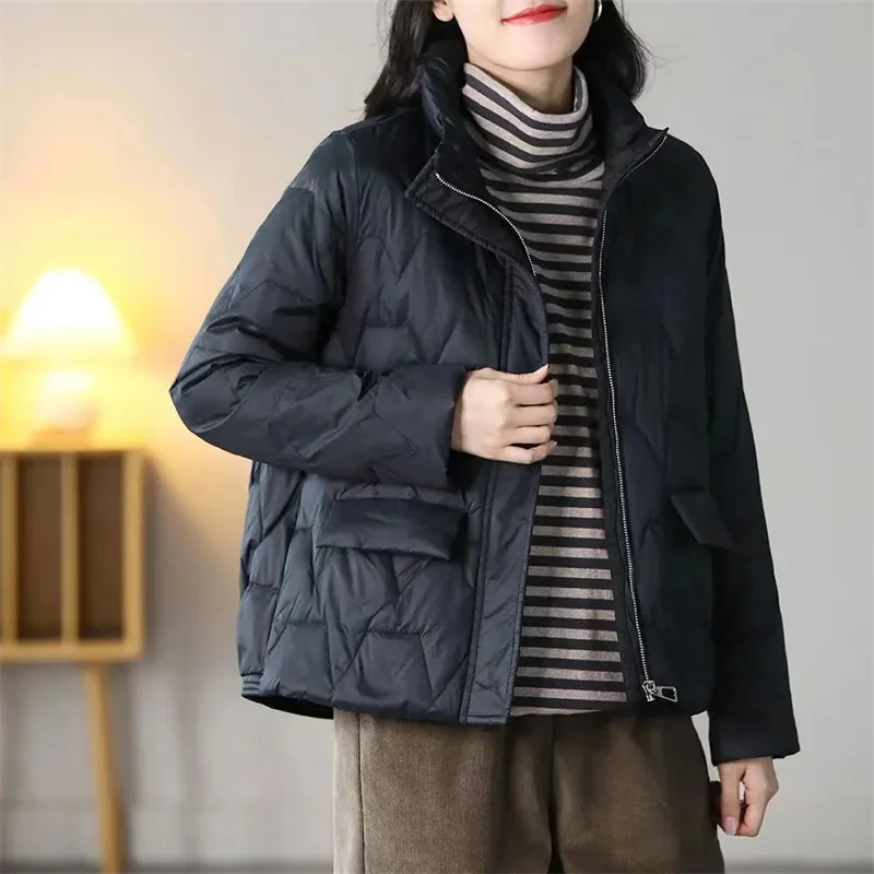 2023 New Solid Color Parkas Winter Down Cotton ,Liner Jacket Suit Short Thin Fashion Spring and Autumn Lightweight Padden Coat