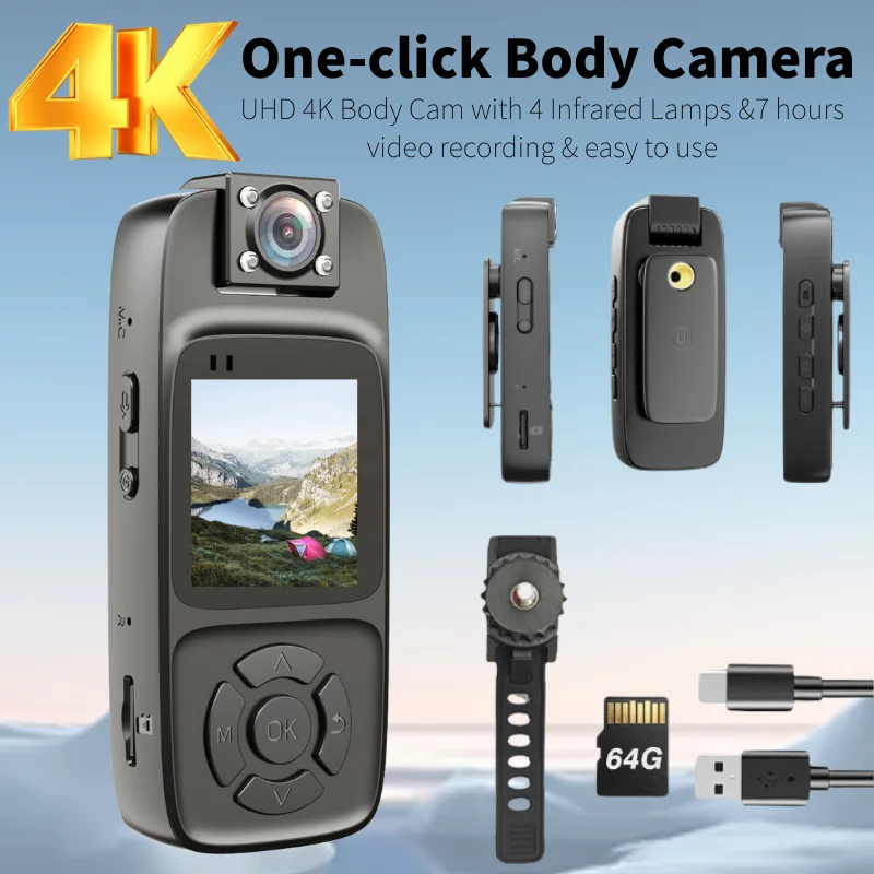 4K 1080P HD WiFi Mini Camera Portable Digital Audio Video Recorder Police  Night Vision Sports DV Bicycle Small Camcorder