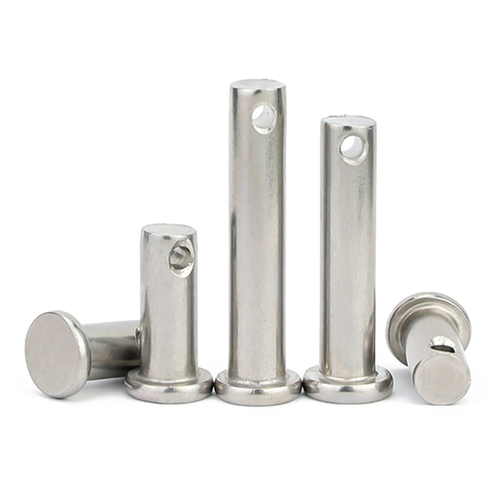 M3 M4 304 Stainless Steel Flat Head Cylindrical Fixed Key Bucket Locking Pin with Hole End Clips