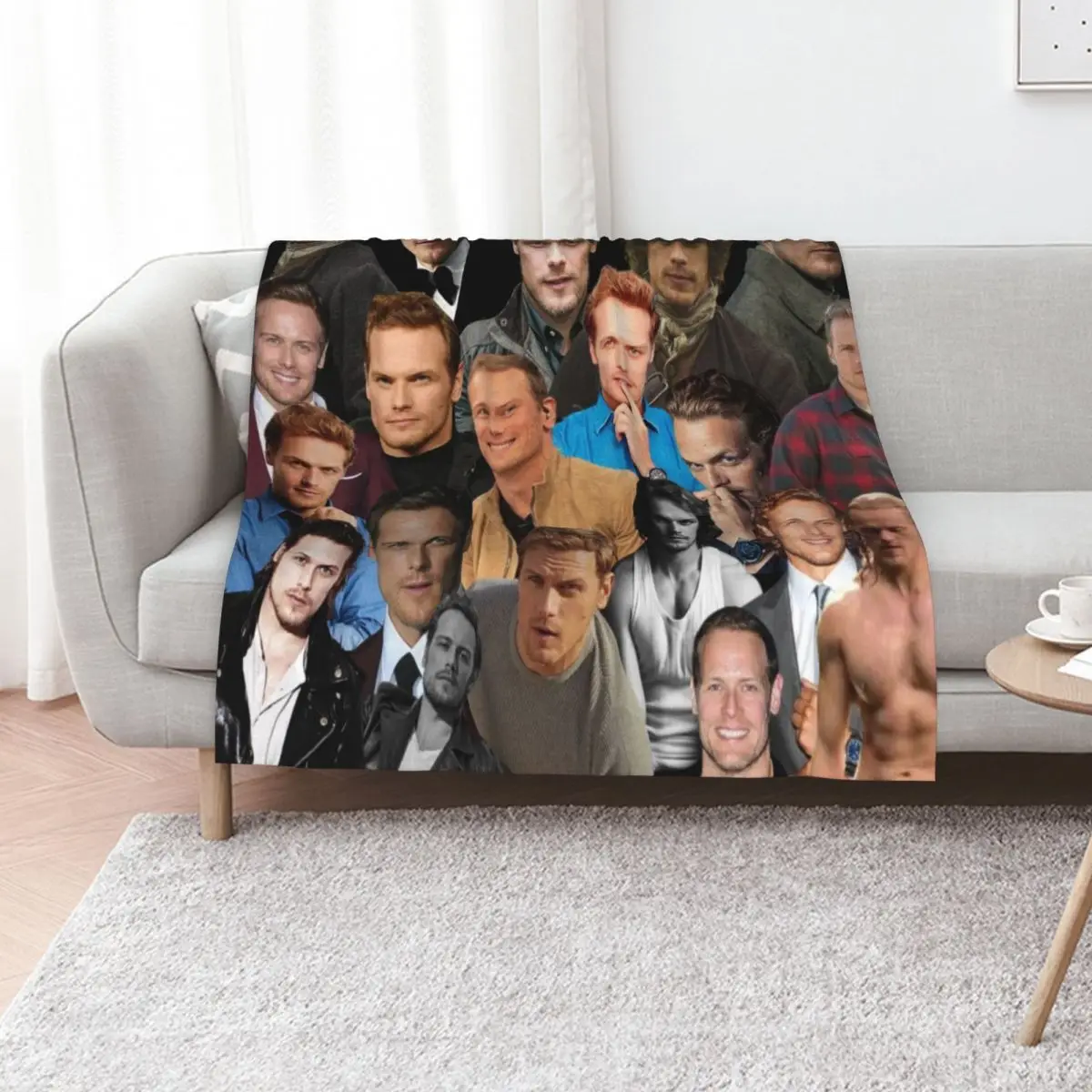 sam heughan photo collage Throw Blanket Cozy Microfiber Throw Blanket for Home Bedroom