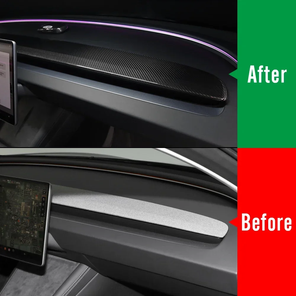 For Tesla Model 3 Highland 2024+ Dashboard Upper Cover Replacement Real Dry Carbon Fiber Accessories Interior Trim