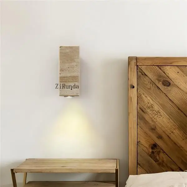 Japanese Style Light Emitting Diode Wall Light Creative Simple Interior Travertine Yellow