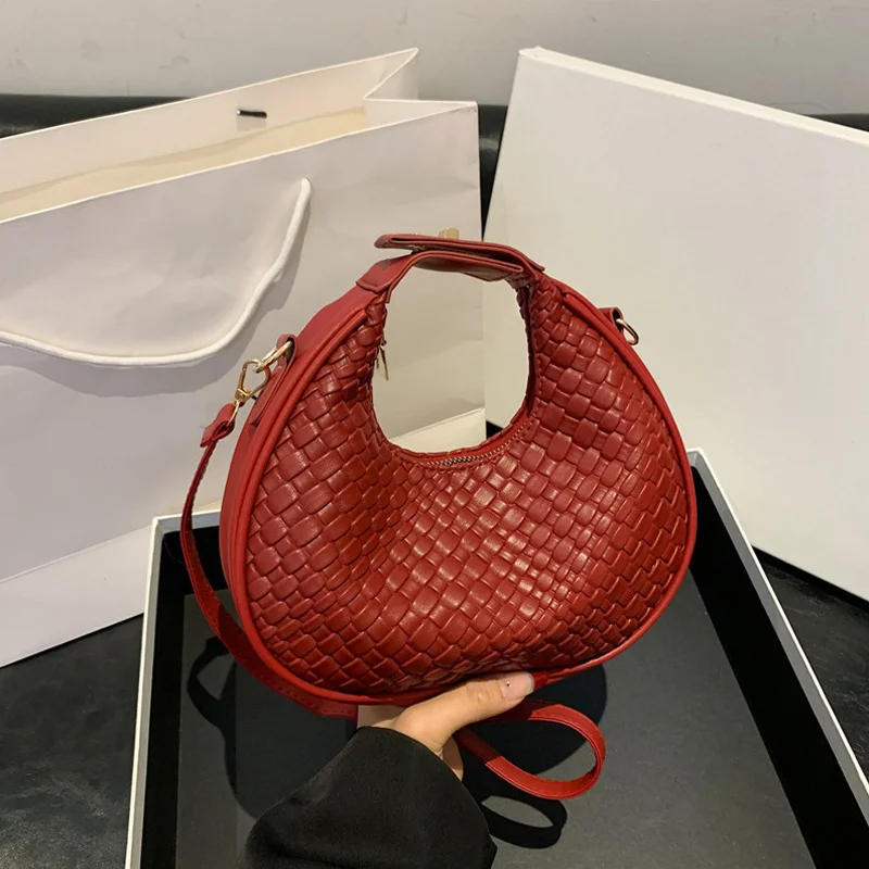 Mode Schwarz Halbmond Tasche Luxus Pu Leder Damen Geldbörsen und Handtaschen Umhängetaschen Frauen Schulter Taschen – Detail 28