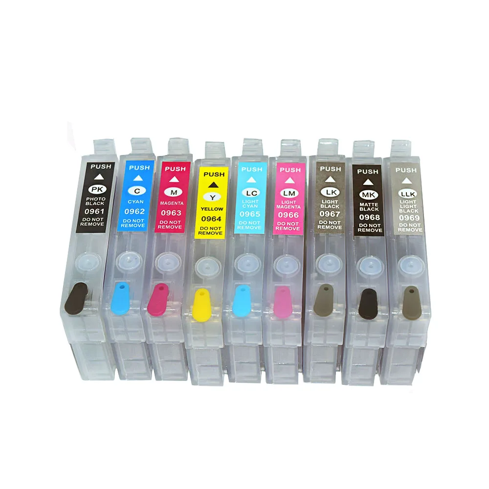 T0961- T0969 Refillable Ink Cartridge WIth Auto Reset Chip For Epson Stylus Photo R2880 Printer