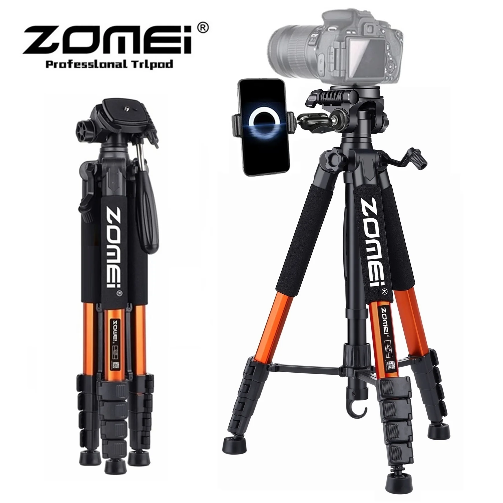 187cm/73.6in Tall ZOMEI Lightweight Professional Tripod with 360° Rotatable Ball Head for Mobile Camera DSLR Canon Nikon Phone