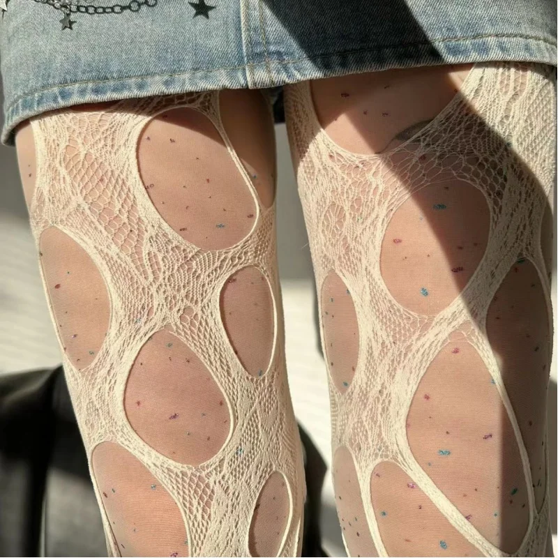 

Spring And Summer New Irregular Ripped Personality Punk Fishnet Stockings Cool Spicy Bottoming Pantyhose Trendy Socks Thin Stock