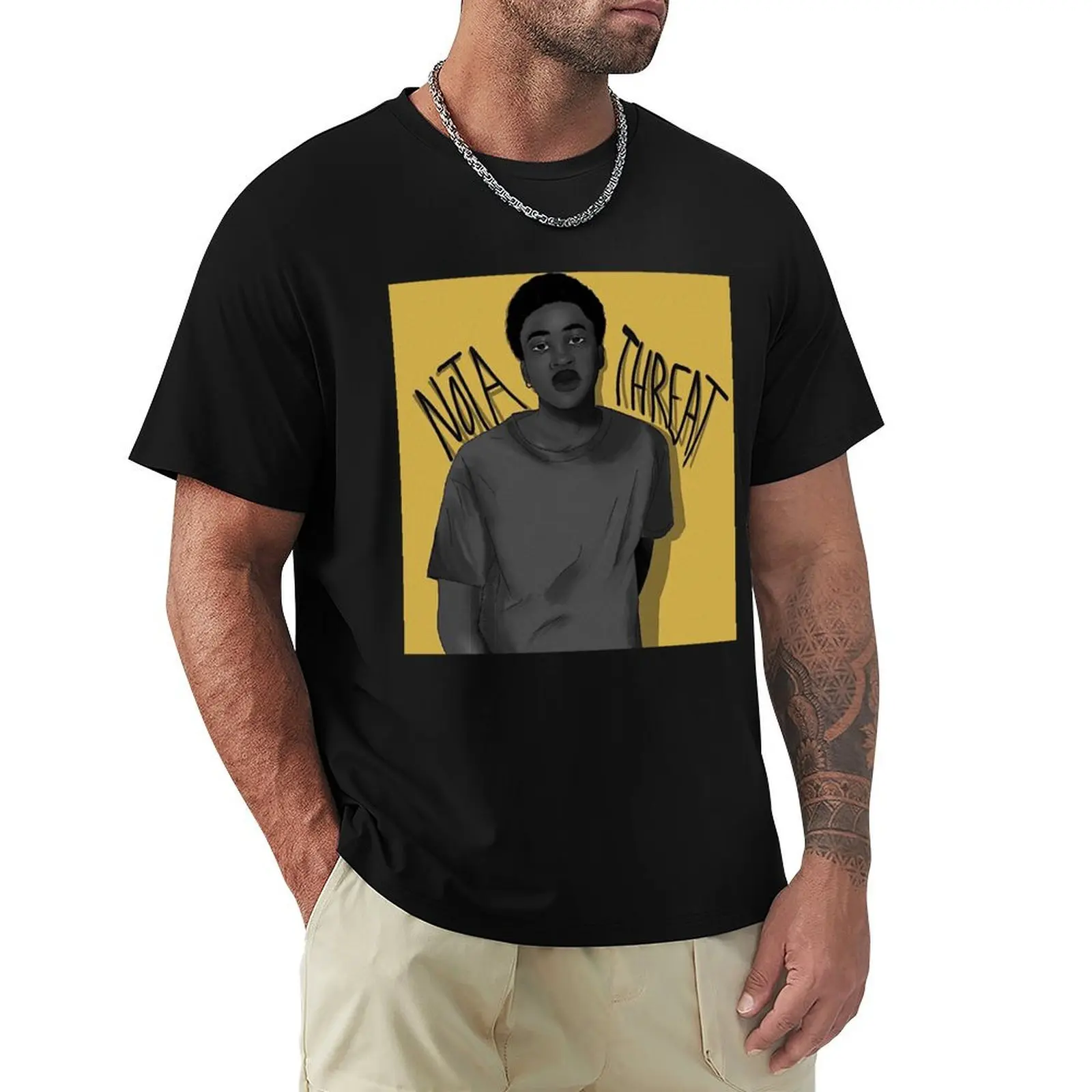

NOT A THREAT BLM PRINT T-Shirt funny costumes valentines boutique clothes plus size clothes graphic t shirts vintage t shirt men