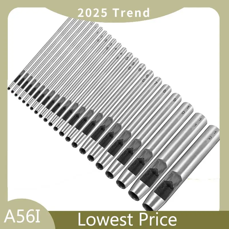

Special Carbon Steel Leather Hole Punch Tool, 22 Pcs 0.5-12Mm Round Hollow Belt Puncher Kit For Belts& Leathers