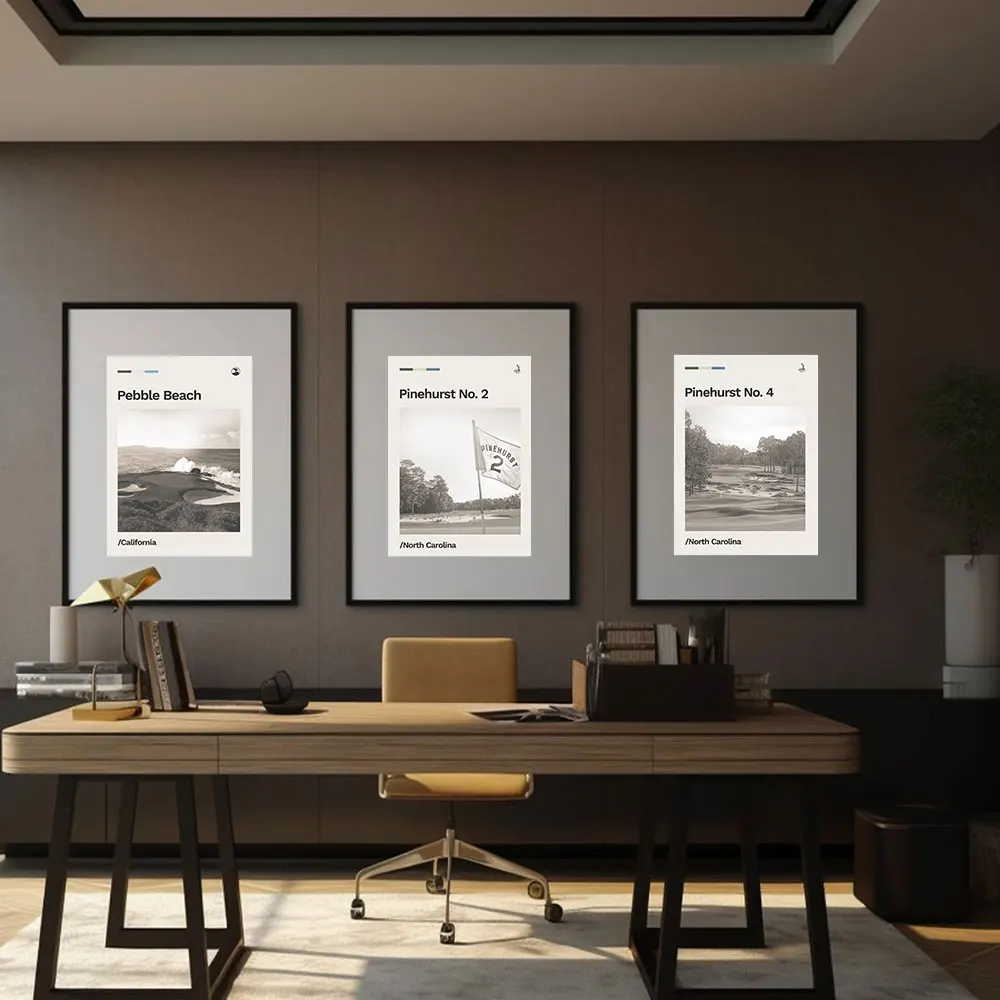 Golf Course Poster Retro Mid-century Modern Canvas Print Painting Wall Art Bedroom Study Studio Living Room Home Decoration