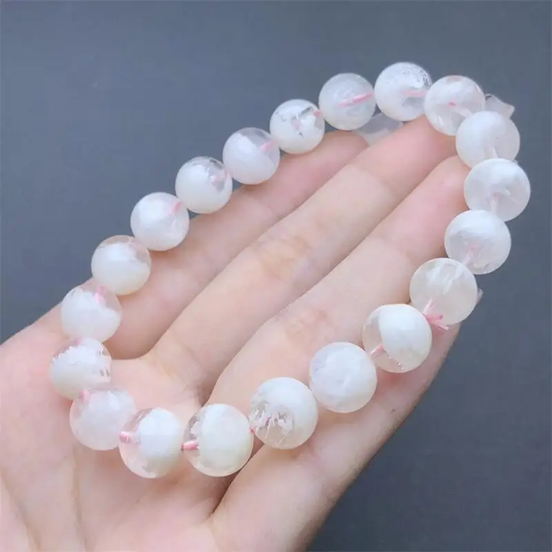 9MM Natural Snowflake Garden Quartz Bracelet Jewelry For Woman Man Fengshui Healing Wealth Crystal Birthday Lucky Gift 1pcs