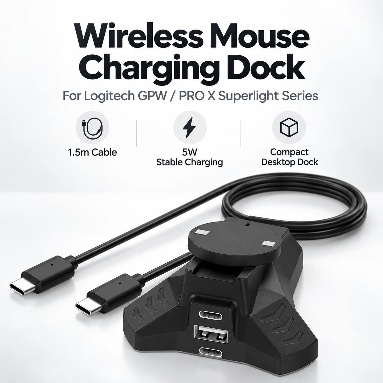 Wireless Mouse Charging Dock for Logitech GPW G Pro Wireless 1-4 PRO X Superlight 1 2 G903 G703 G502 G403 5W Charger