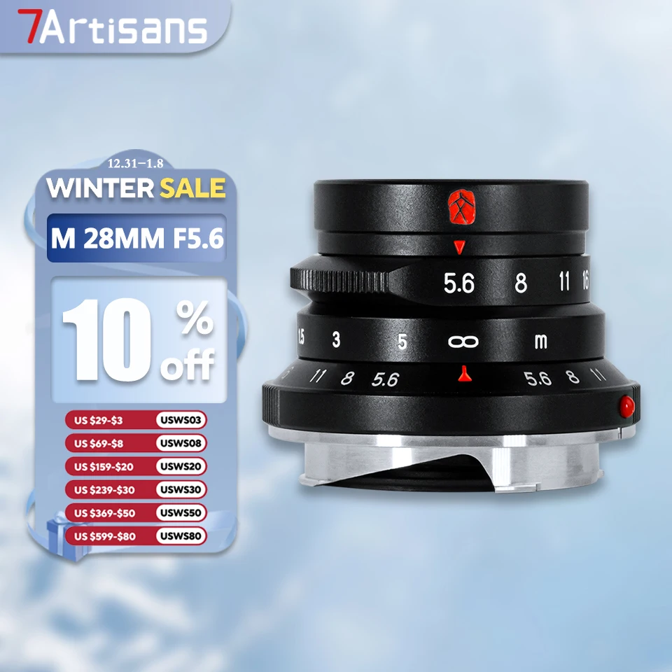 7artisans M 28mm F5.6 Full Frame MF Standard Prime Lens for Street Photography with Leica M Mount M2 M3 M4 M5 M6 M7 M8 M9 M10