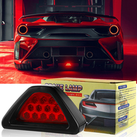 F1 Style Universal DRL Red 12 LED Rear Tail Stop Fog Triangular Brake Light Stop Safety Lamp Car Motor