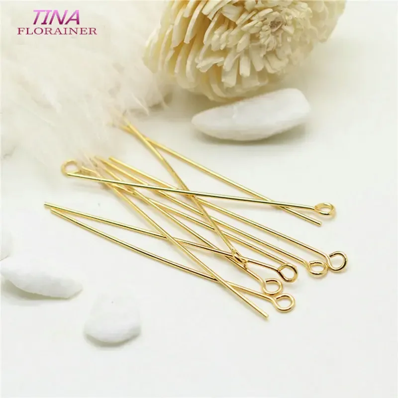 Głowy szpilki do tworzenia biżuterii wysokiej jakości miedź metal 14K pozłacane igły oko pin hurtownia złącza szpilki materiał