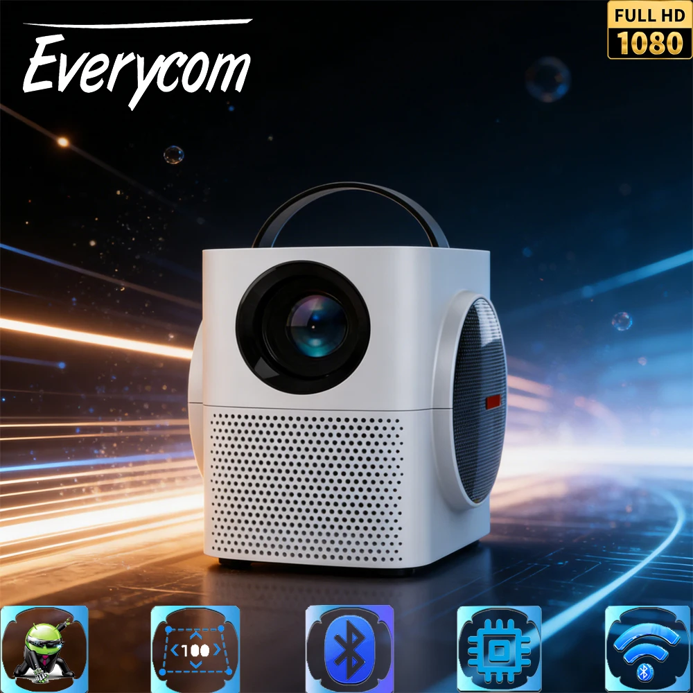 Everycom Light Unicorn H1R 1080P Projector Full HD 4K Support Home Cinema Media Video Player Portable Android Smart LED Beamer