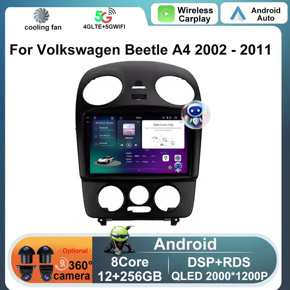 

Android 14 Auto Carplay Car Radio 9 Inch For Volkswagen Beetle A4 2002 - 2011 Stereo Multimedia Video Player Navigation GPS QLED