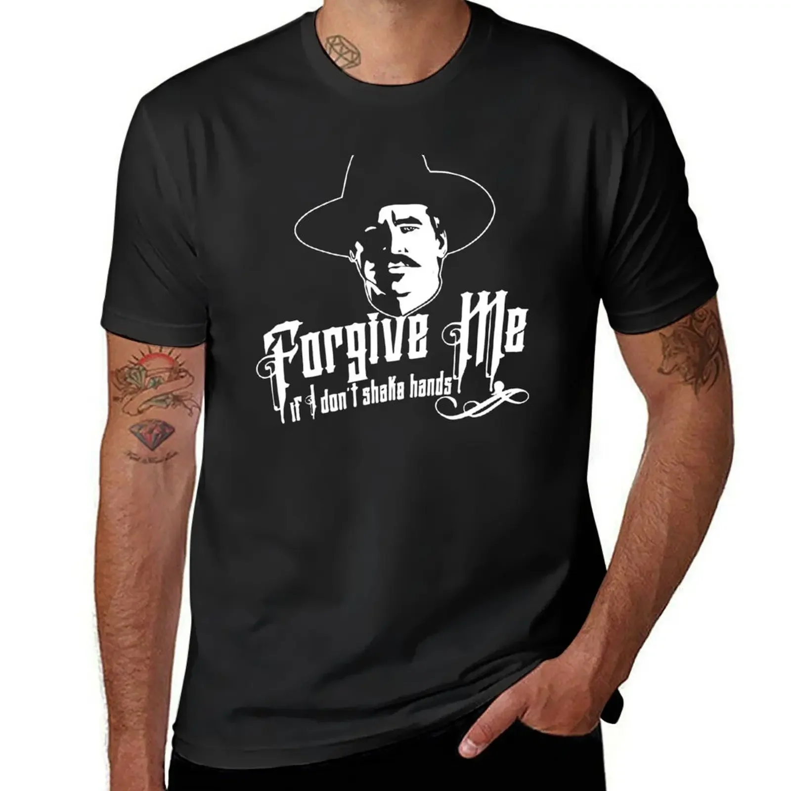 

Forgive me if i don't shake hands Be Safe Tombstone Flashback T-Shirt plain funny t shirts men