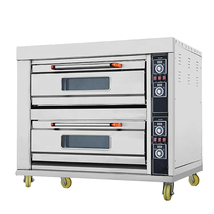 Commercial 2 Layer 4 Tray Gas Deck Oven Bread Maker Pizza Bread Cake Baking Equipment