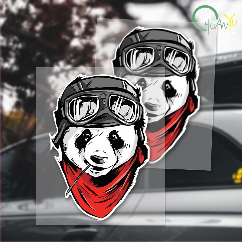 Panda Bicycle Cartoon Car Sticker Helmet Motorcycle Sun Protection Vinyl JDM Bumper Truck Pattern