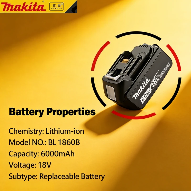 Original makita 18v battery Rechargeable Power Tool makita 18v Battery, Replaceable 5Ah/6Ah/9Ahbattery Lithium-ion, BL1860B