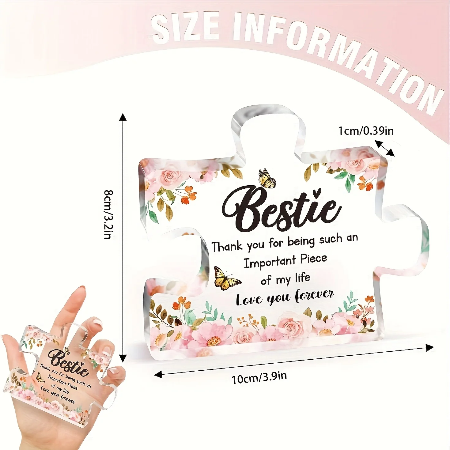 قطعة واحدة، هدايا عيد ميلاد أفضل صديق - زخارف ألغاز كتلة أكريليك 3.9 × 3.3 بوصة - هدايا أفضل صديق رقيقة للنساء #2