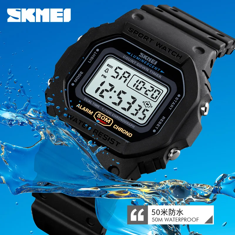 Skmei 1628 relógio digital militar para homens esportes à prova d' água à prova de choque relógios de pulso led didplay despertador reloj hombre