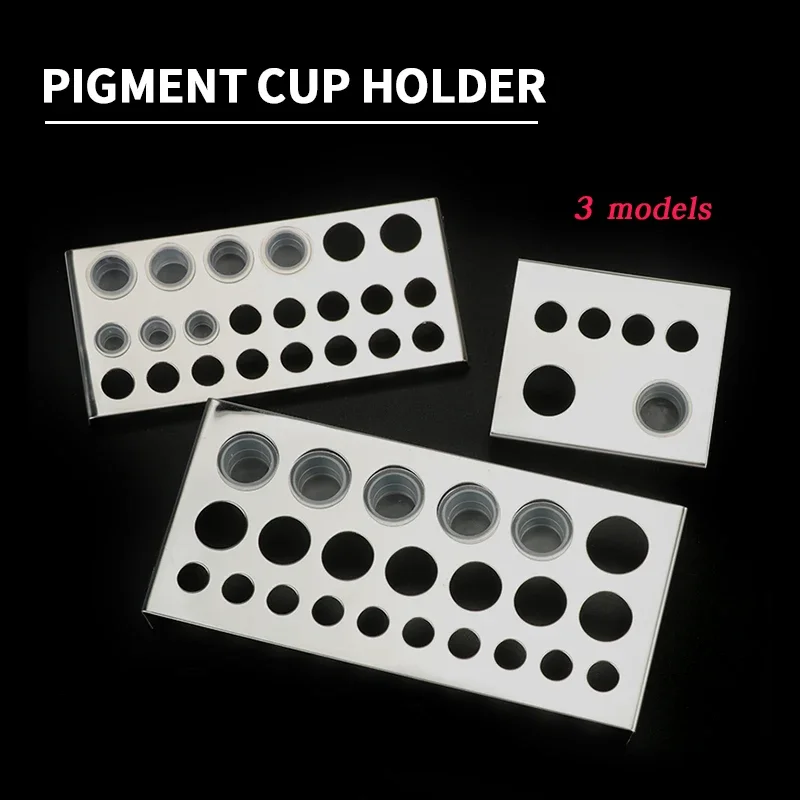 1PC Stainless Steel Tattoo Ink Pigment Cup Rectangle Cover with Stand Holder Storage Container for Tattoo Accessories
