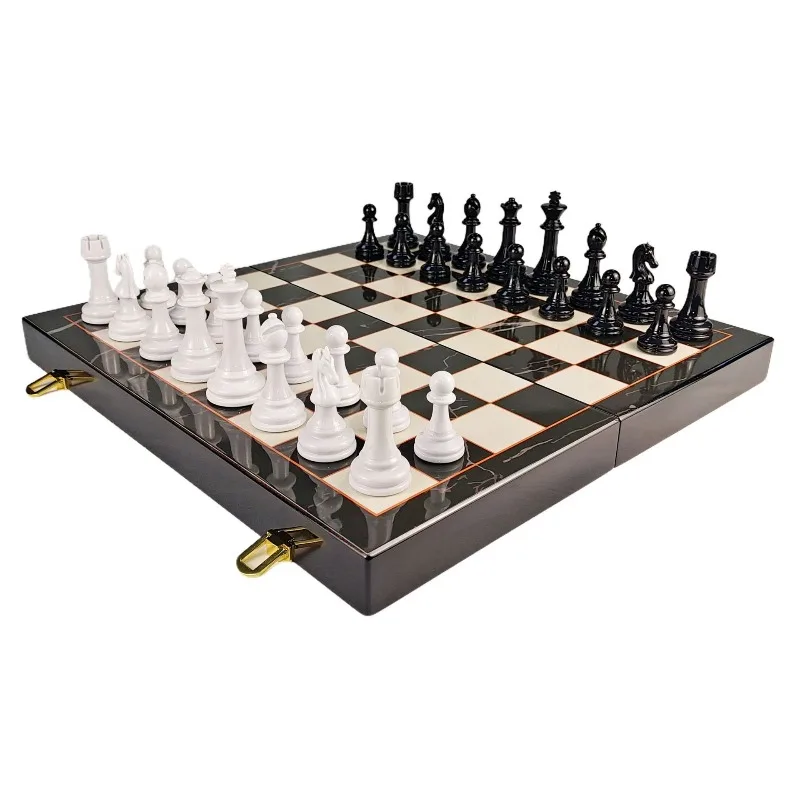 15-Inch High-End Folding Wooden Chess Set - Educational Intellectual Game for Adults & Students