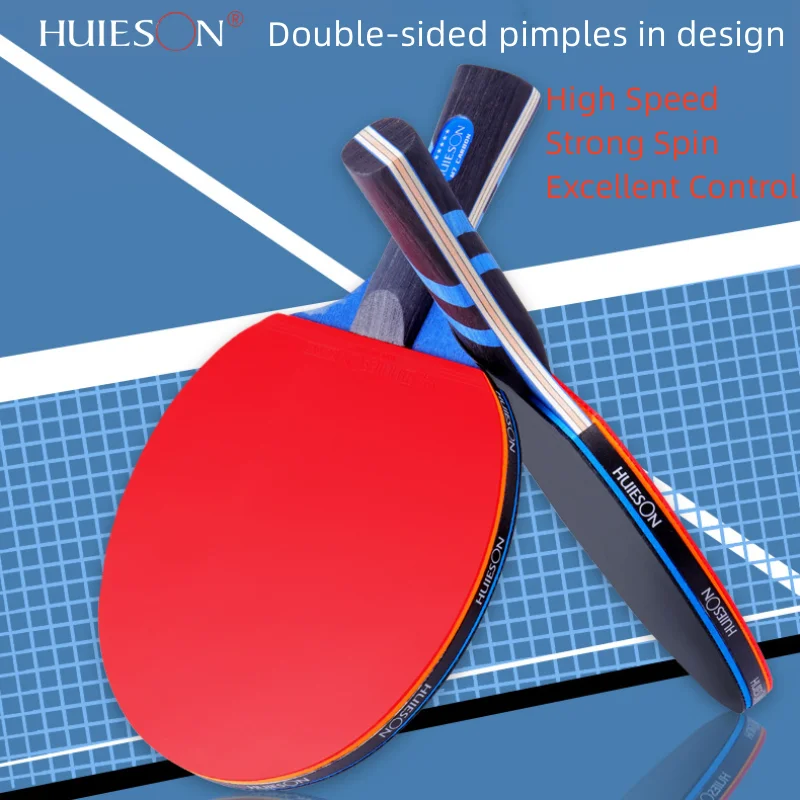 HUIESON Professional 7 Star Carbon Table Tennis Paddle Racket Set Pimples In Rubber 7-layers Pingpong Bat With Bag Indoor Games