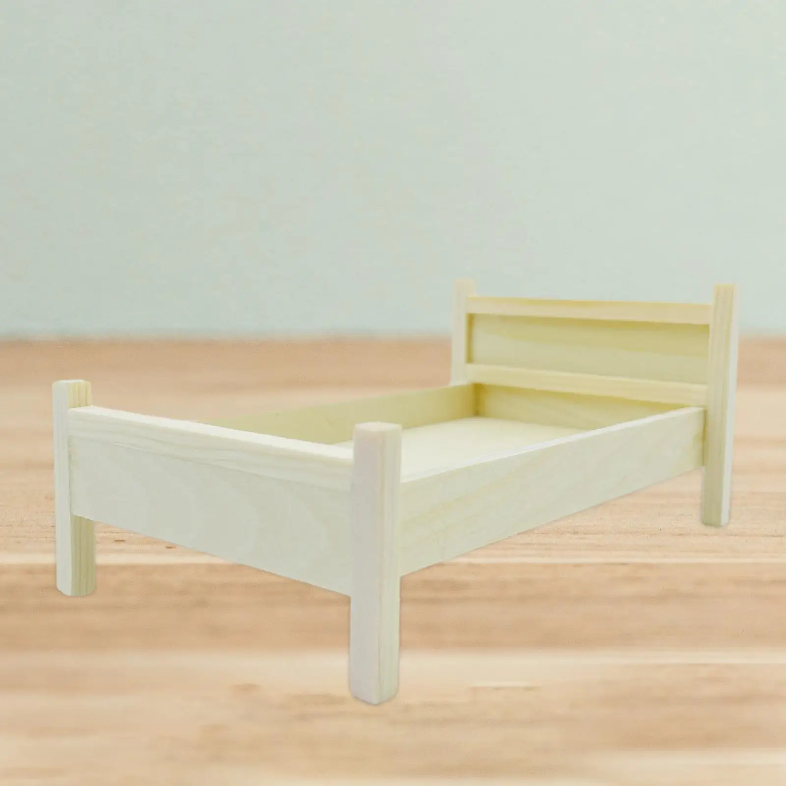 Dollhouse Miniature Furniture, Cama de madeira, DIY Craft, Simulation Furniture, 1,12 Escala