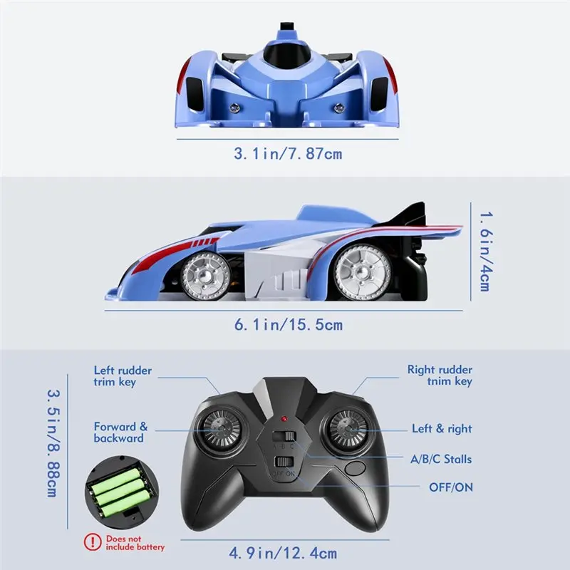BEDW-Wall Climbing Remote Control Car With Headlight, Dual Mode 360° Rotating RC Stunt Car Wall Gift For Kids Birthday