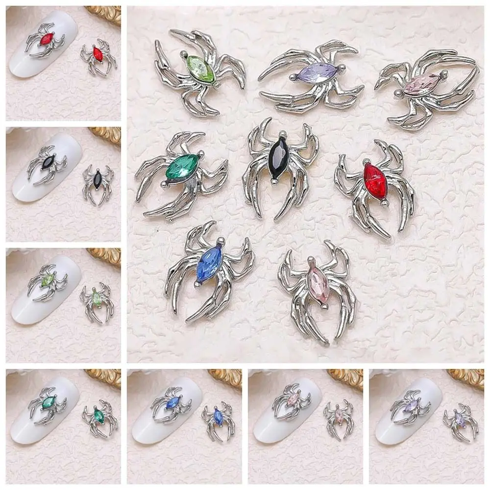 5 ชิ้น/เซ็ตตกแต่งเล็บ Spider Horse Eye ตกแต่งเล็บเล็บวัสดุฮาโลวีน Spider เล็บ Rhinestones