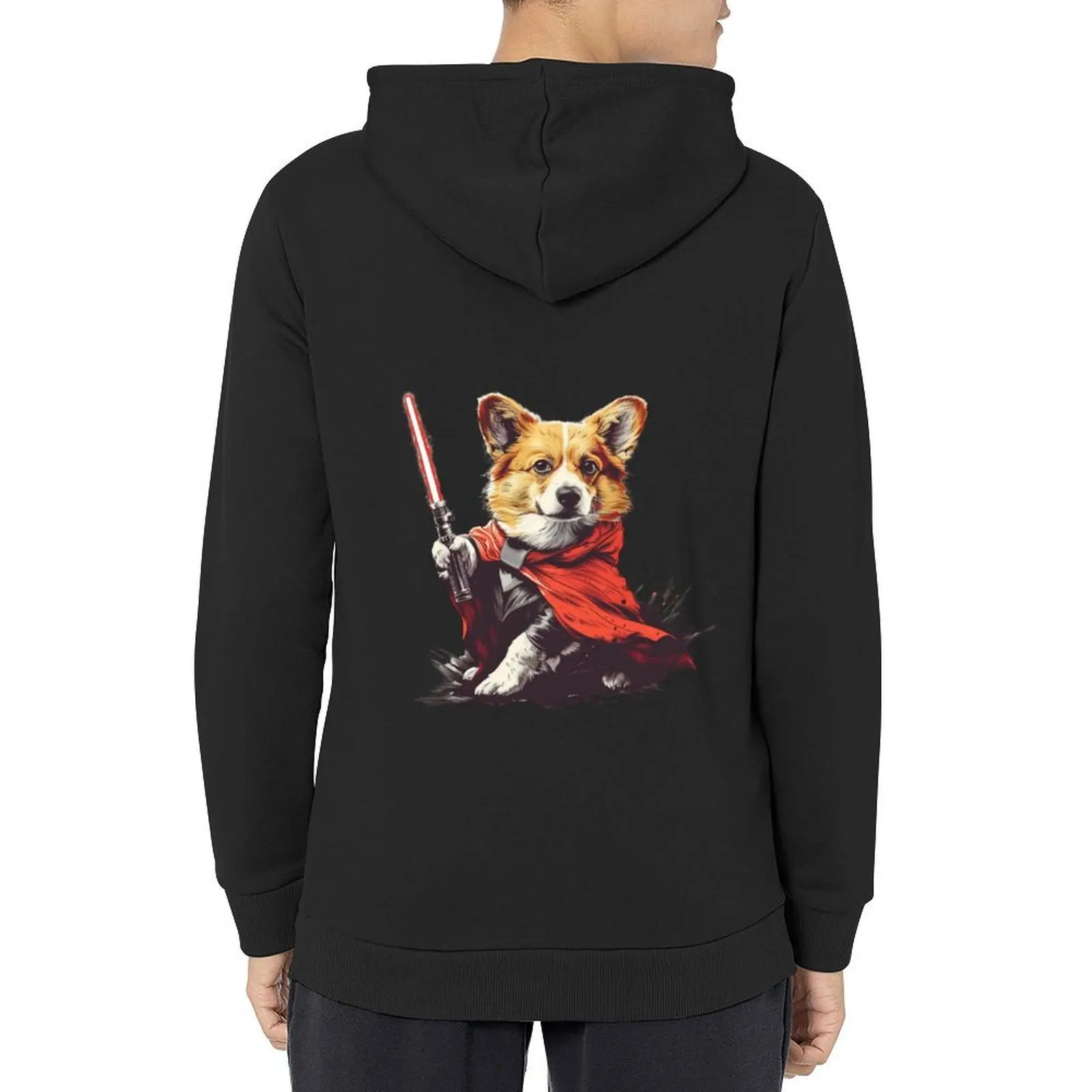 

Corgi Holding Lightsaber Hoodie autumn jacket men male clothes hooded shirt fashion men designer hoodies