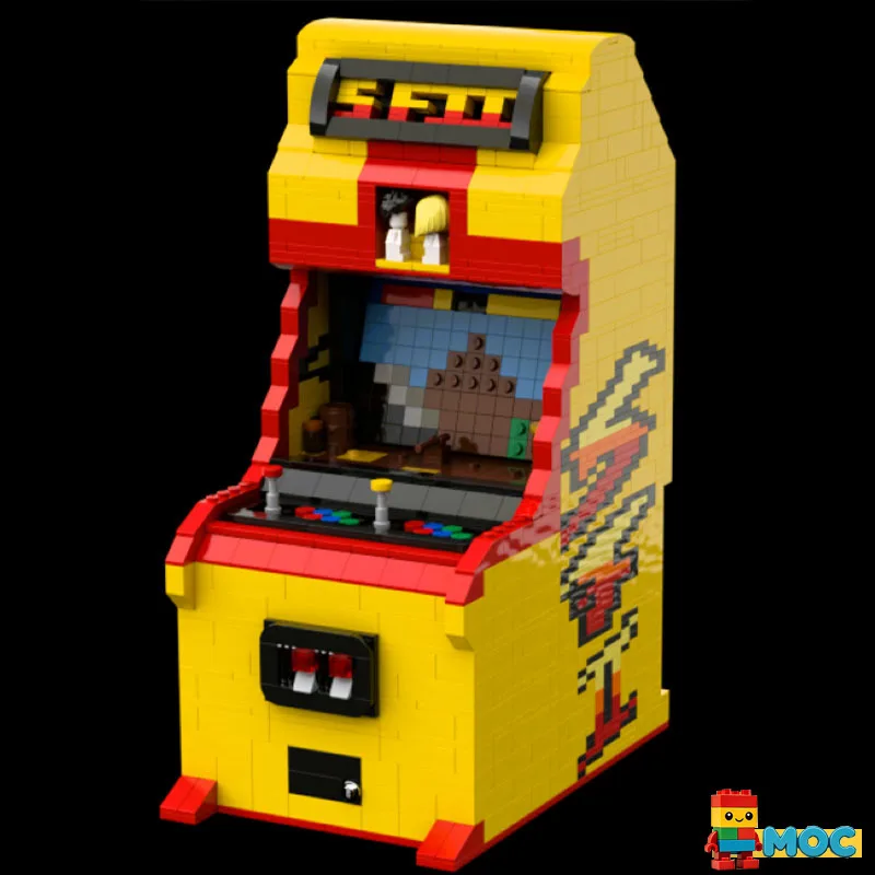 1784PCS Retro Yellow Red Arcade Game Cabinet Blocks DIY Model Educational Toy For Birthday Home Collection Festival Display Gift