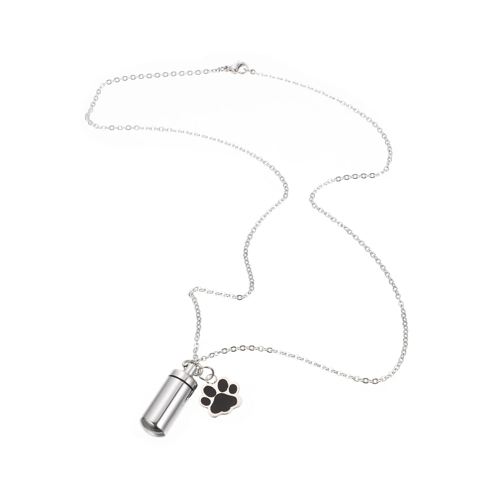 

1 Stainless Steel Pet Urn Necklace Bone Ashes Jewelry for Dogs Keepsake Memorial Paw Print Cremation Pendant Hair Locket Pet