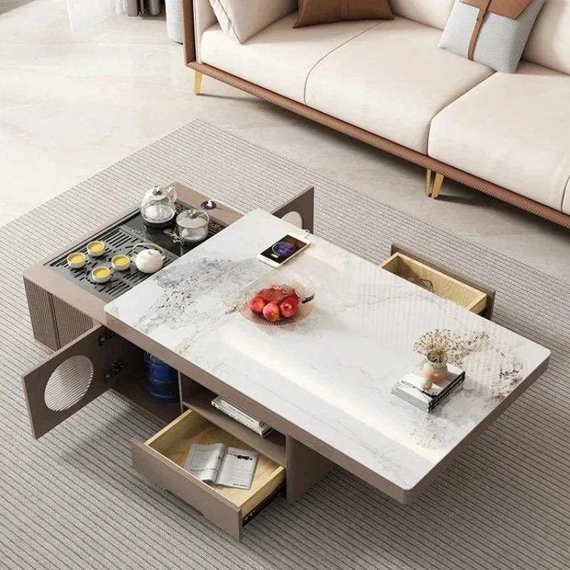 X-S Rock slab living room coffee table tea table tea making integrated sofa lifting multi-functional household small apartment H