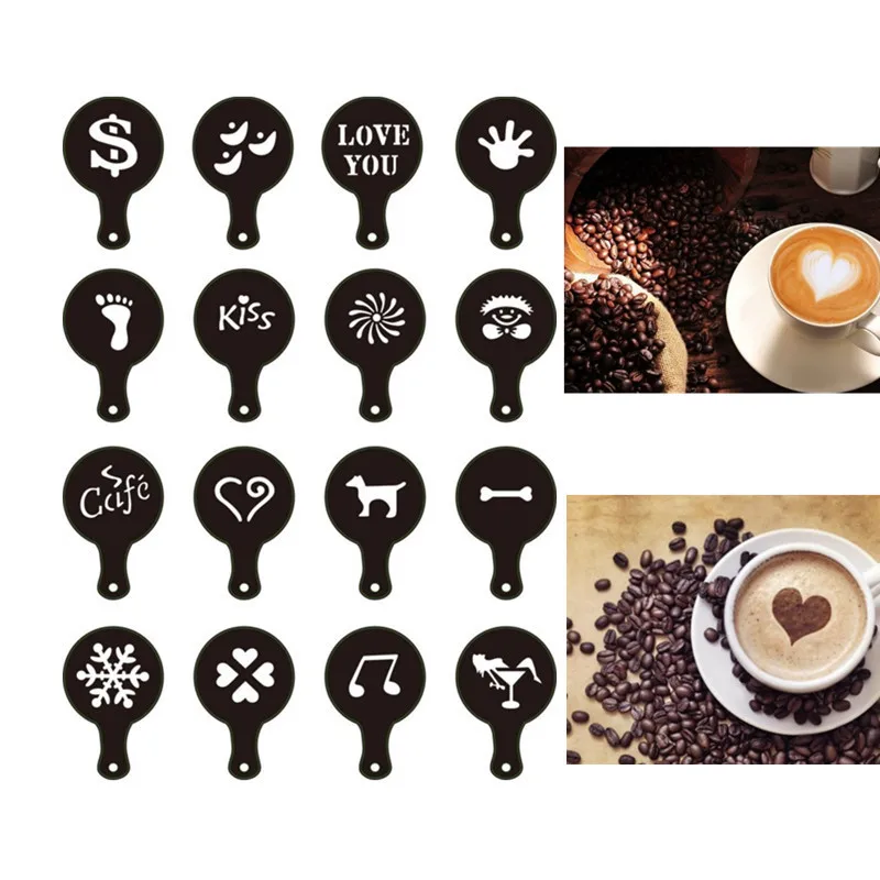 

Creative Coffee Printing Model Cappuccino Barista Art Stencils DIY Art Cake Cookie Spray Cafe Baking Decorating Tools