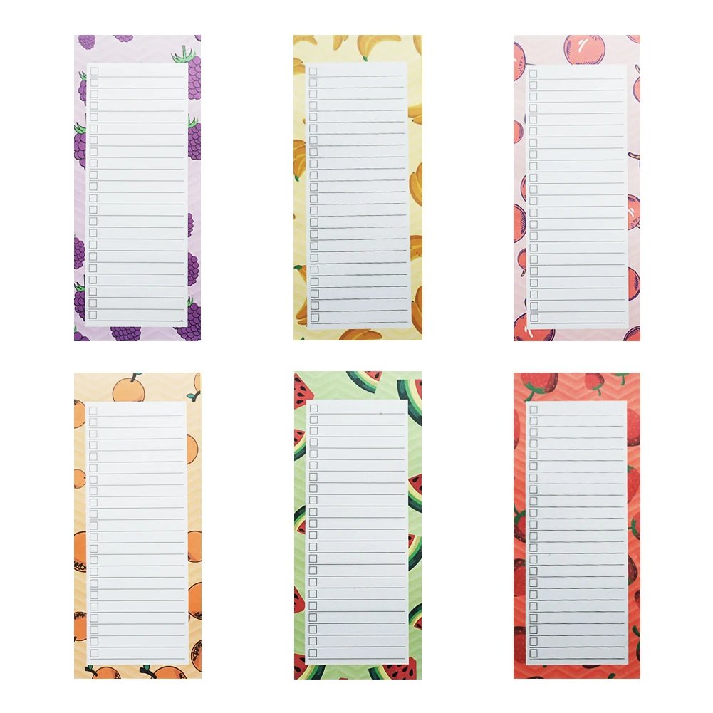 6pcs Kitchen Tearable Notepad Grocery Shelf 50 Sheets Memo Pad School Students Back Magnetic Shopping List Rectangle Home Office
