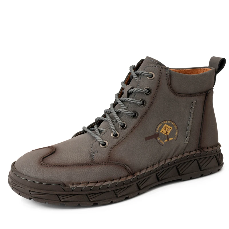 

New large size men's 100% cowhide leather shoes outdoor sports thick sole anti-slip wear fashion all-match men's leather shoes