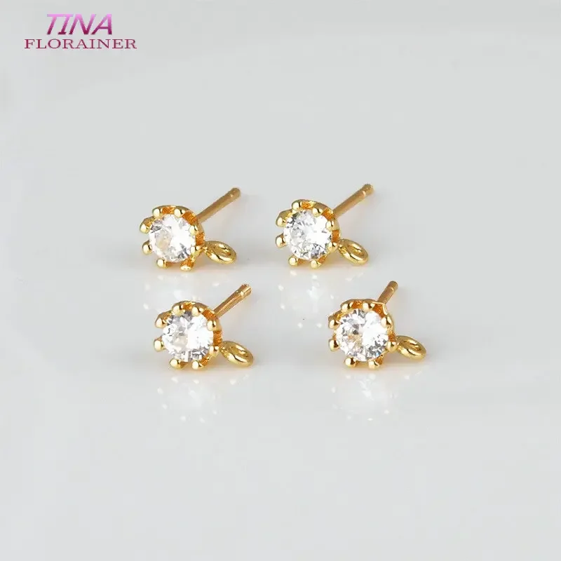 5MM 14K Gold Color Brass with Zircon Stud Earrings High Quality Diy Jewelry Findings Accessories