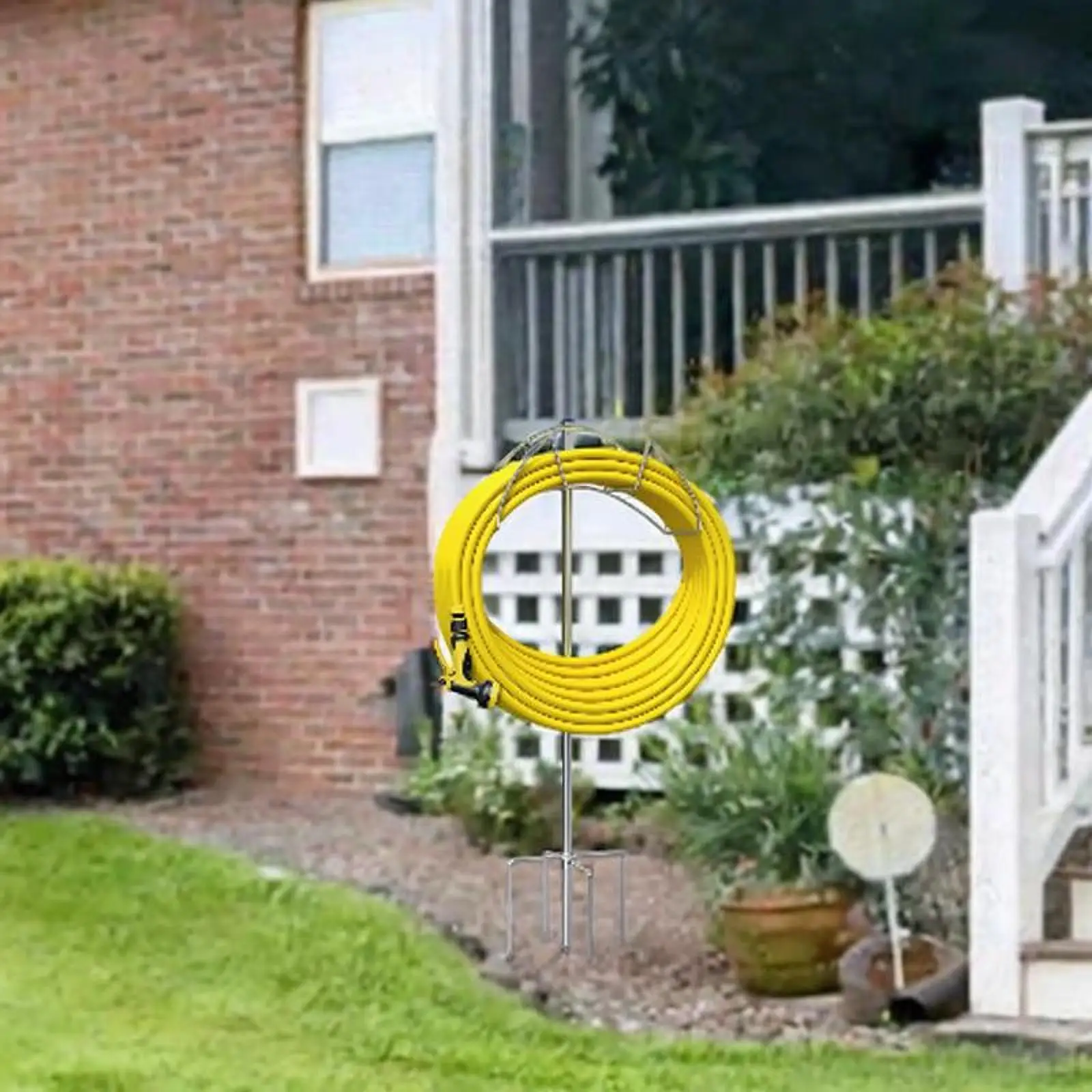 

Garden Hose Holder Hose Reel Stand Freestanding Stainless Steel Detachable Heavy Duty Multipurpose Hanger for Farm Outdoor