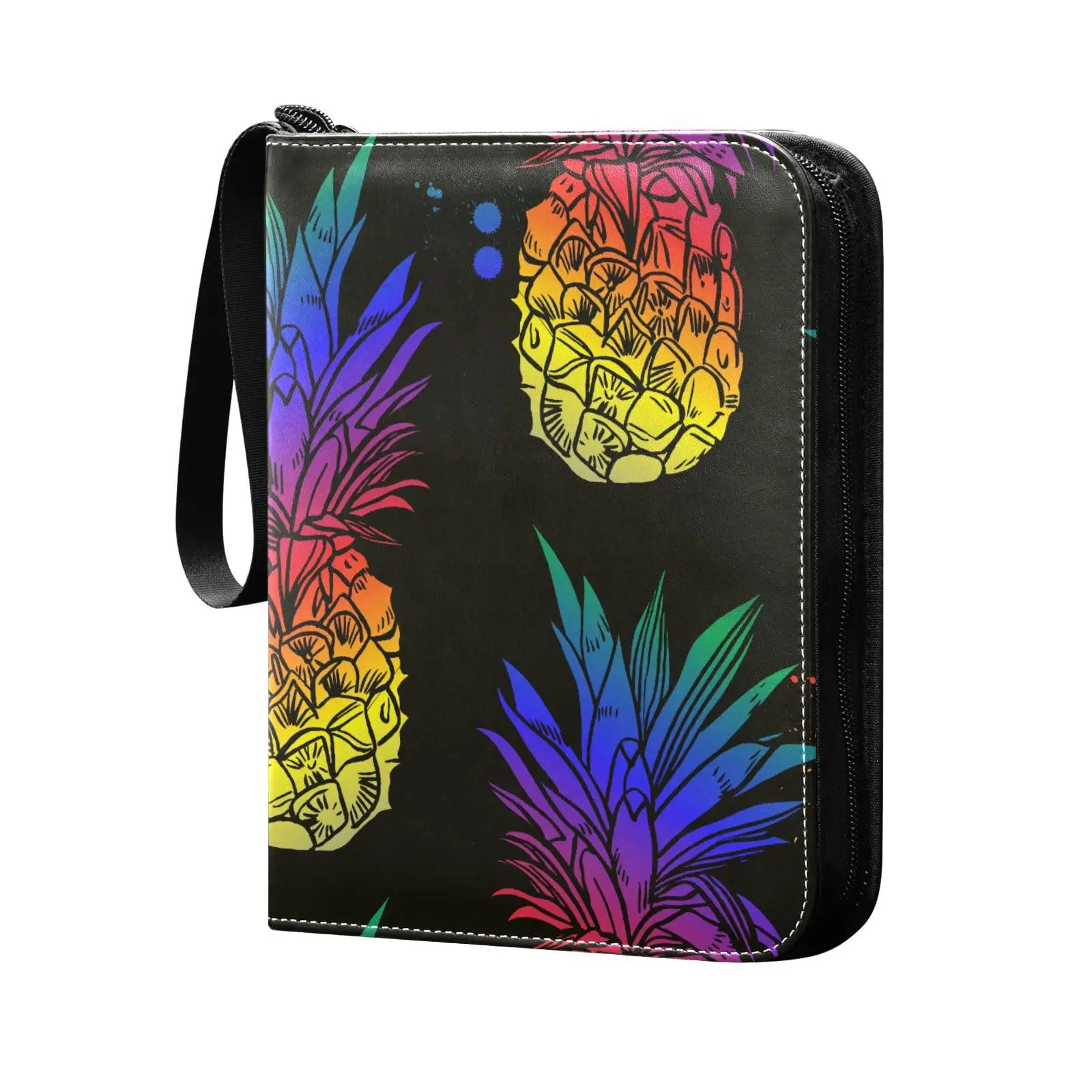 

Rainbow Pineapples Card Binder 4 Pocket Card Binder 400 Double Sided Pocket Album for Game Cards Unique Card Collection Storage